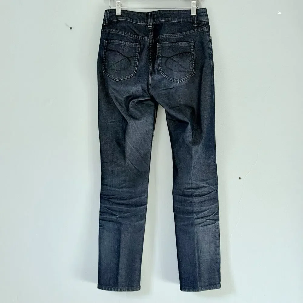 Chicos Jeans Size 00 Short (US 2) Platinum Denim Dark Wash Straight Leg Classic
